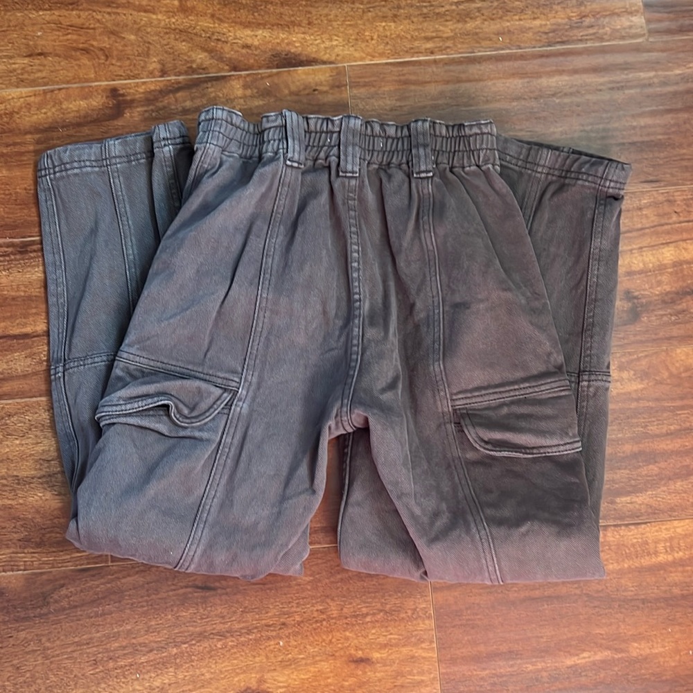 Elastic waist brown Cargo pants